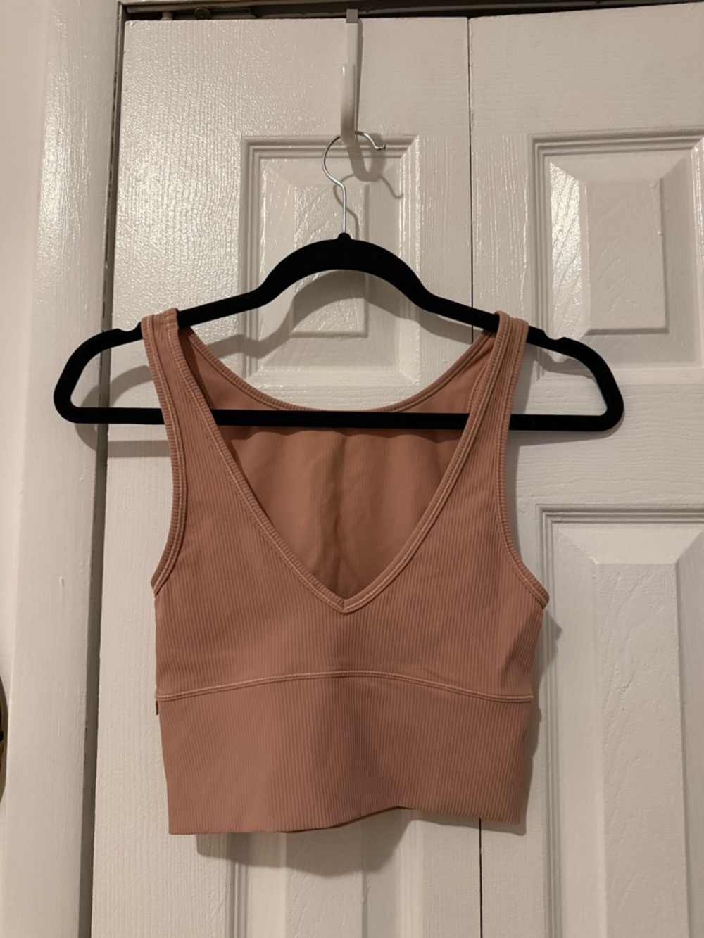 lululemon athletica power pivot Ribbed V-Neck Crop Tank in nude shade